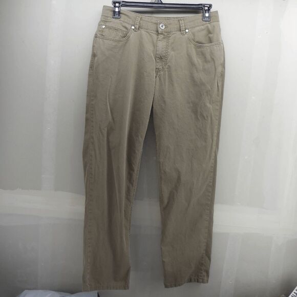 Hilti Solid Brown Cotton Flat Front 5 Pocket Jeans Style Chino Pants Mens 34x33 - Picture 6 of 8